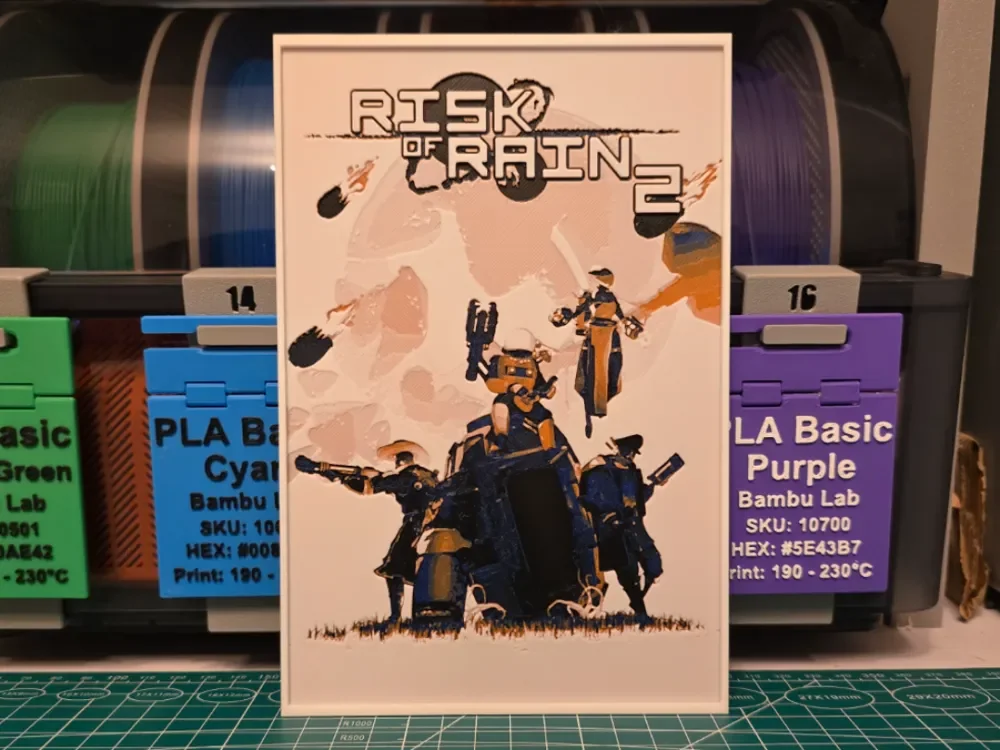 Risk of Rain 2 Game Poster - Hueforge Art by Lumpy3D HueForge model: Risk of Rain 2 Game Poster - Hueforge Art by Lumpy3D