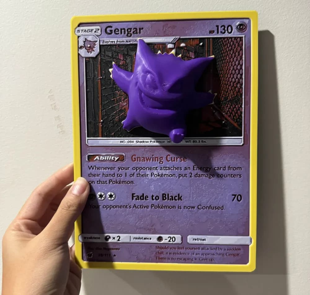 HueForge model: Oversized Gengar Pokemon Card - HueForge Hybrid by cyanidesugar