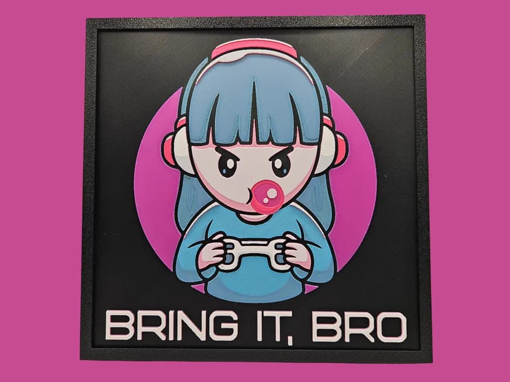 Bring it Bro (Gamer Girl) by BusyKikiBee HueForge model: Bring it Bro (Gamer Girl) by BusyKikiBee