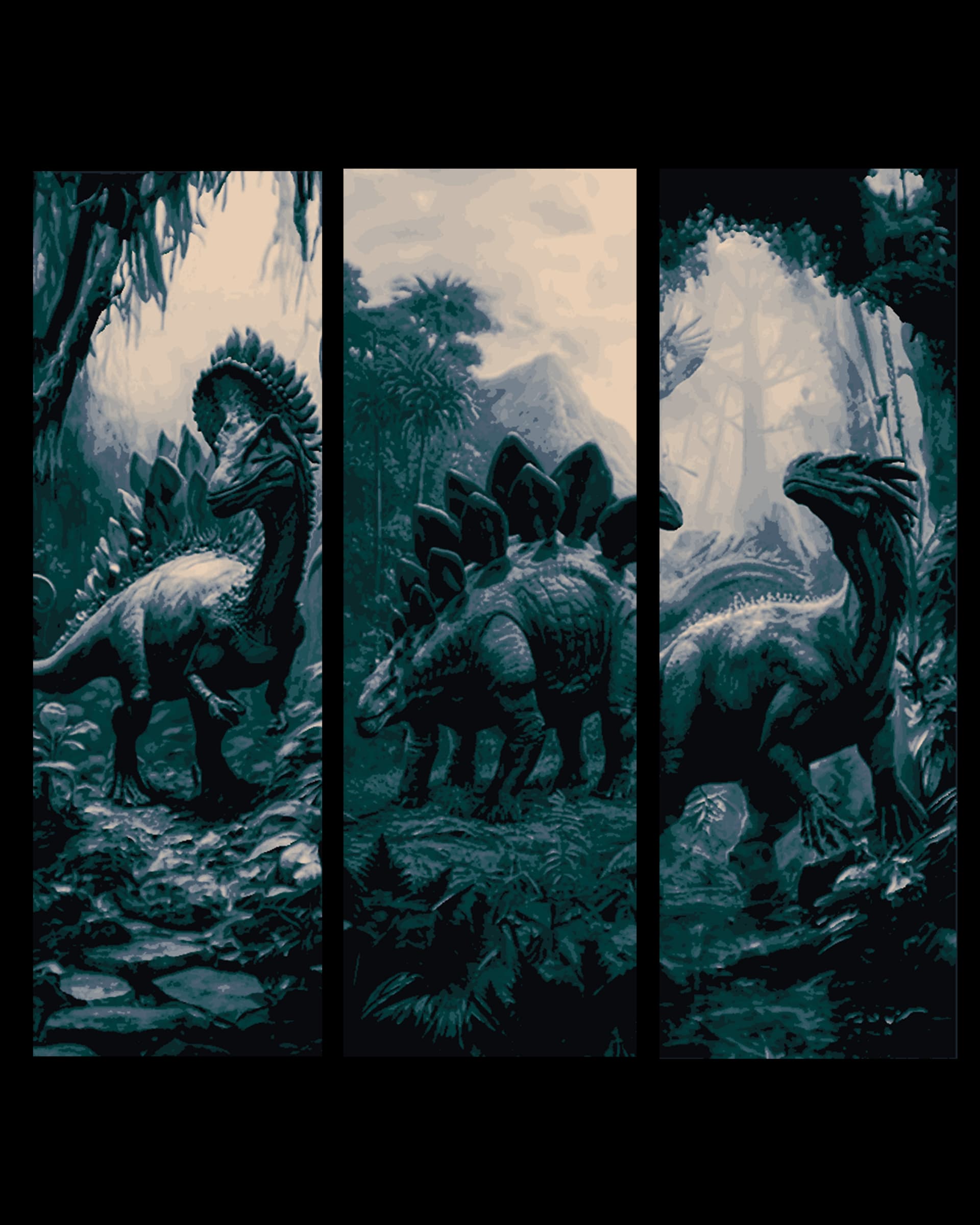 Time of the Dinosaurs - Set of 3 Bookmarks by BooneCo3d HueForge model: Time of the Dinosaurs - Set of 3 Bookmarks by BooneCo3d