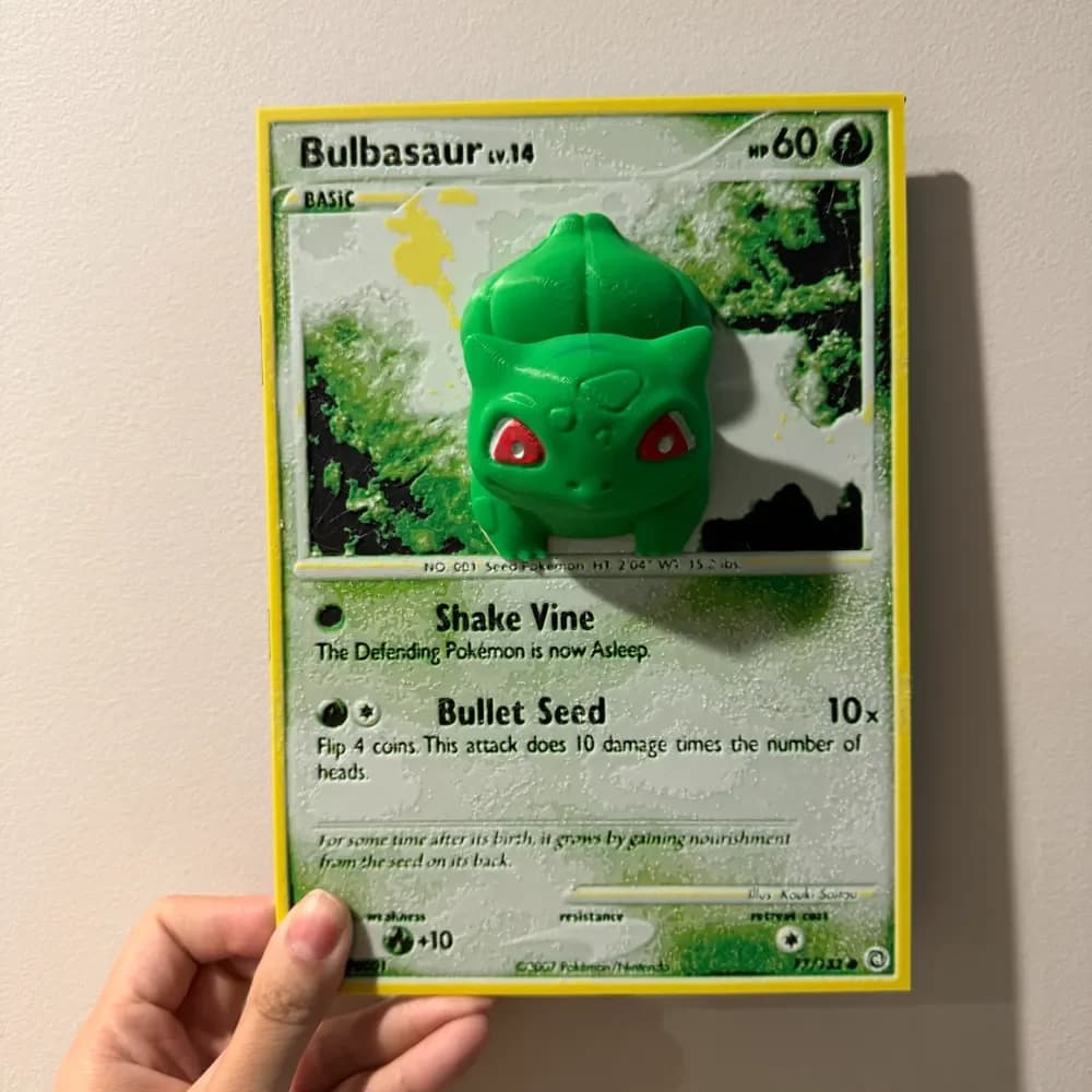HueForge model: Oversized Bulbasaur Pokemon Card - HueForge Hybrid Print by cyanidesugar
