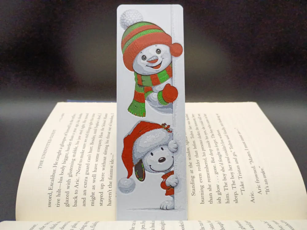Christmas Snoopy x Snowman Bookmark by 3djd HueForge model: Christmas Snoopy x Snowman Bookmark by 3djd