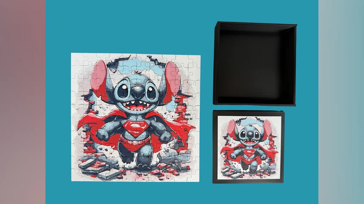 Stitch - Superman Cosplay Puzzle & Lid - Marvel / Disney by Canadian Gamer HueForge model: Stitch - Superman Cosplay Puzzle & Lid - Marvel / Disney by Canadian Gamer