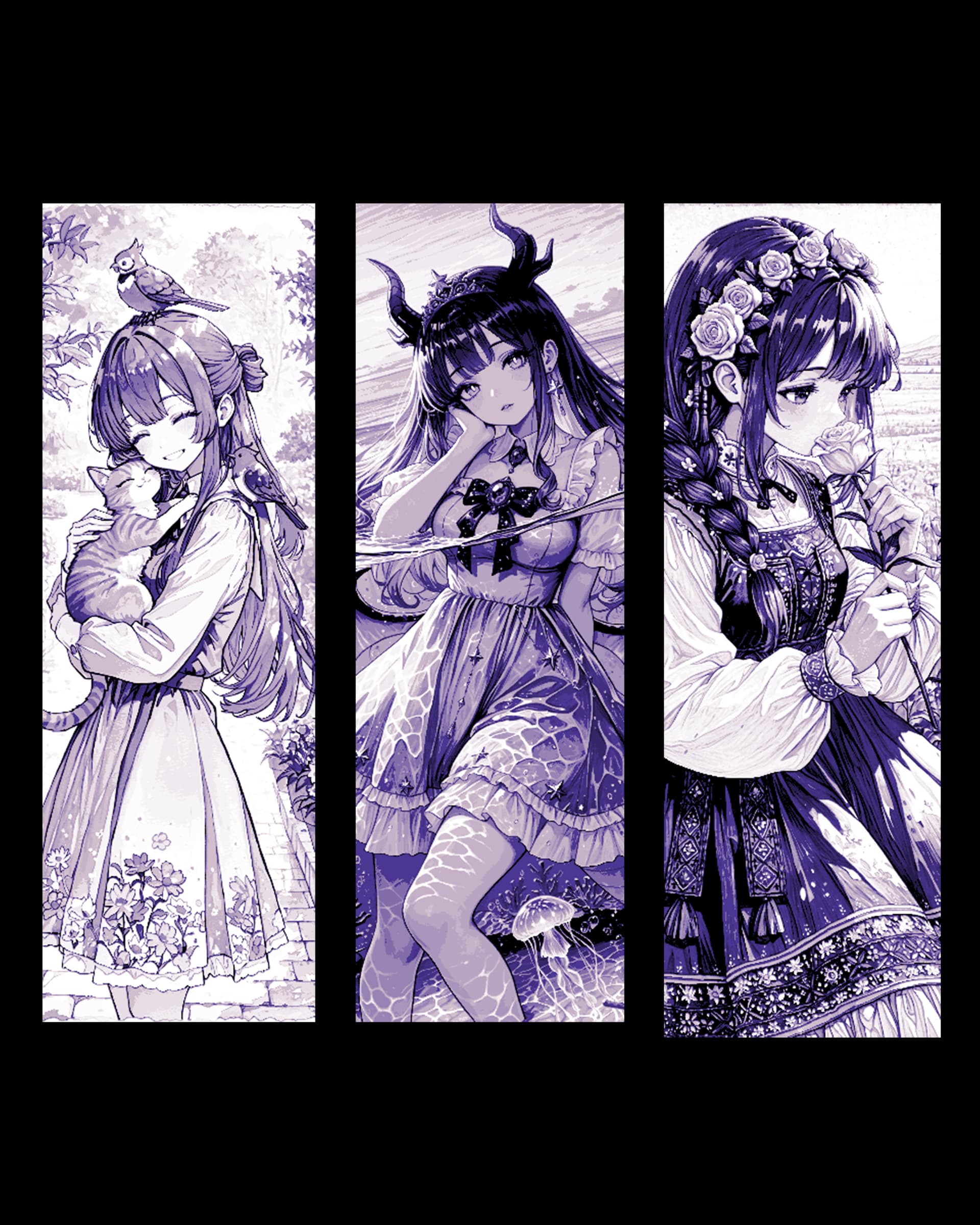 2nd set of Anime inspired bookmarks of Girls ready for Spring 2nd set of Anime inspired bookmarks of Girls ready for Spring