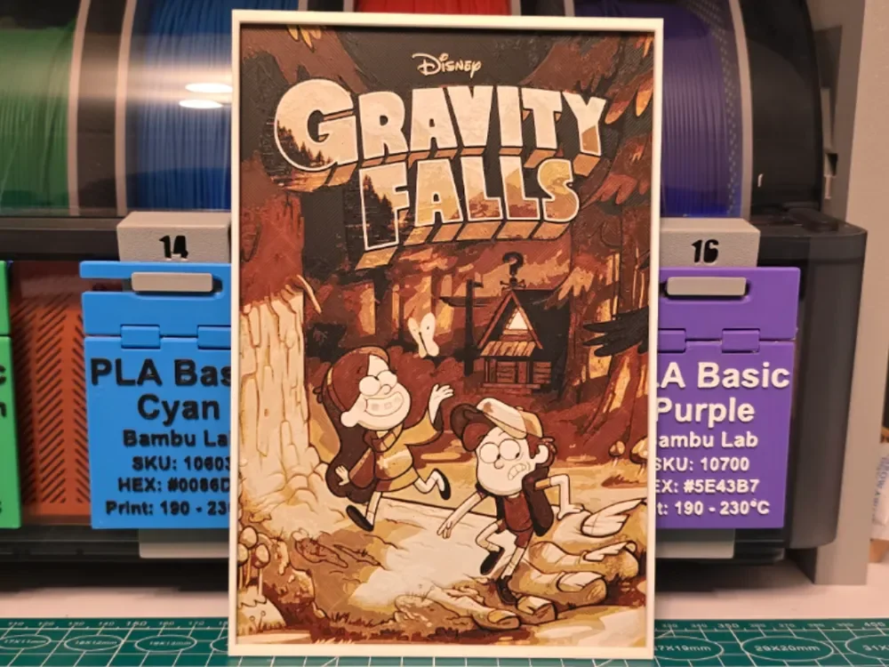 Gravity Falls Poster - Hueforge Art by Lumpy3D HueForge model: Gravity Falls Poster - Hueforge Art by Lumpy3D