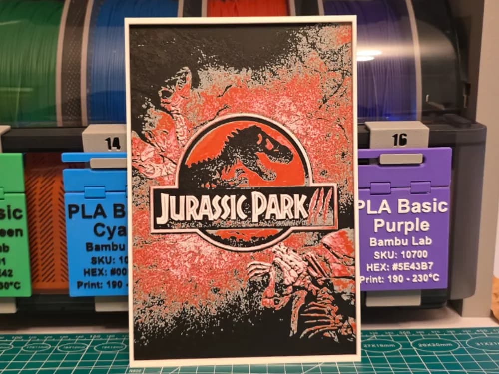 Jurassic Park III Movie Poster – Hueforge Art by Lumpy3D HueForge model: Jurassic Park III Movie Poster – Hueforge Art by Lumpy3D