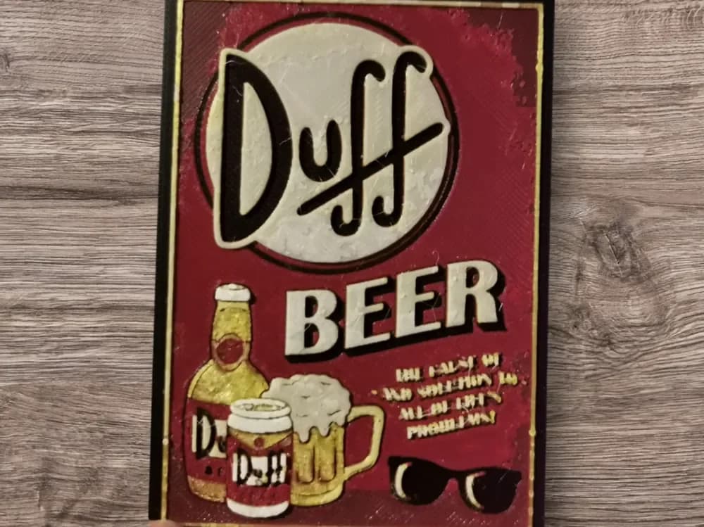Duff Beer Hueforge by Cré'Art 3D HueForge model: Duff Beer Hueforge by Cré'Art 3D