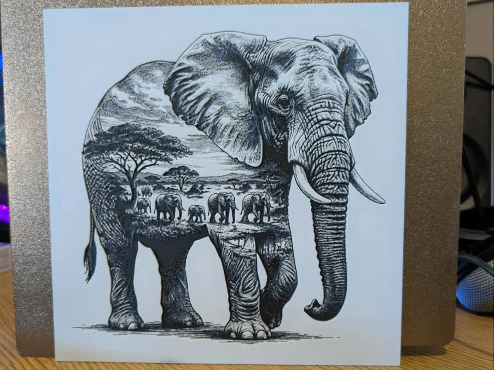 Double exposure elephant - hueforge Double exposure elephant - hueforge