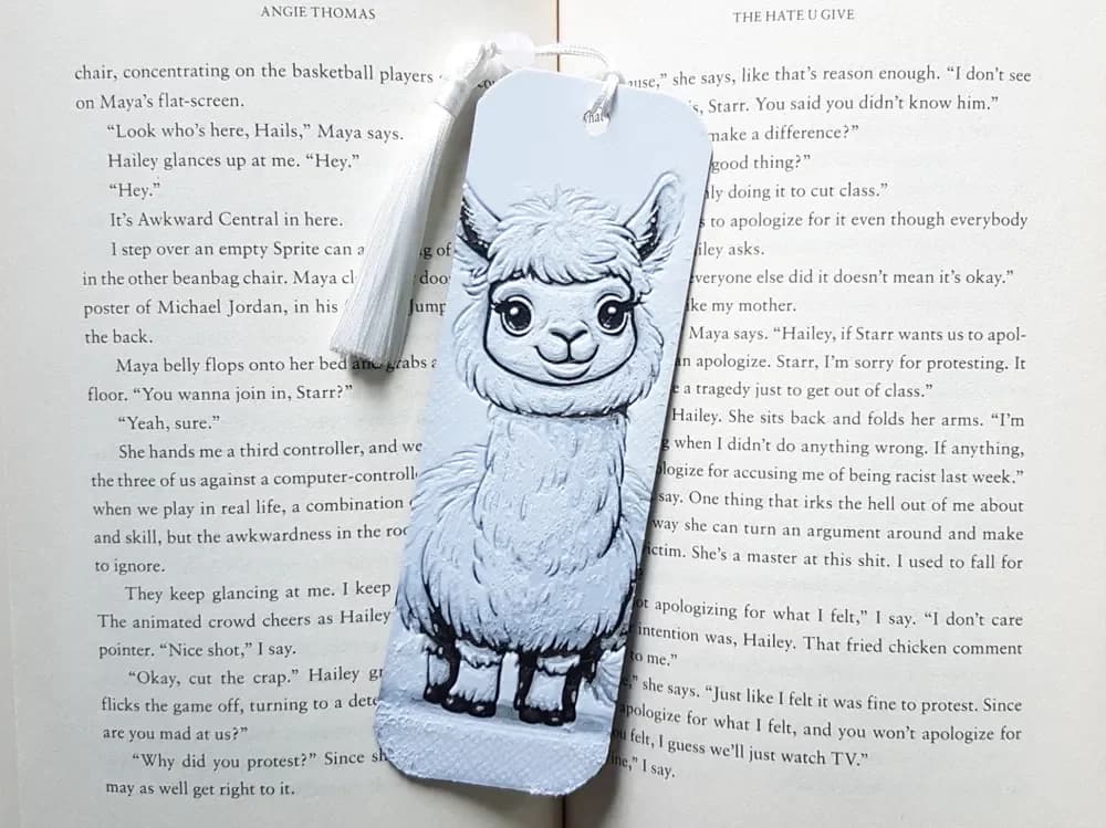 Bookmark, Cartoon Llama, Hueforge Bookmark, Cartoon Llama, Hueforge