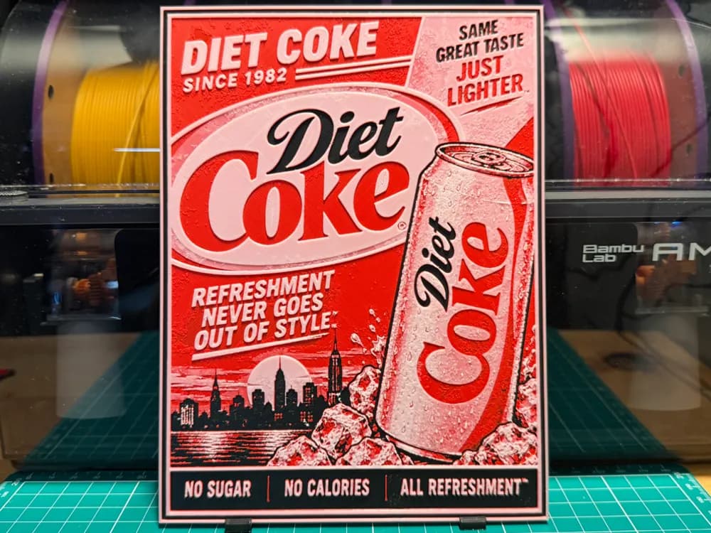 Diet Coke Poster HueForge by liv_3d HueForge model: Diet Coke Poster HueForge by liv_3d