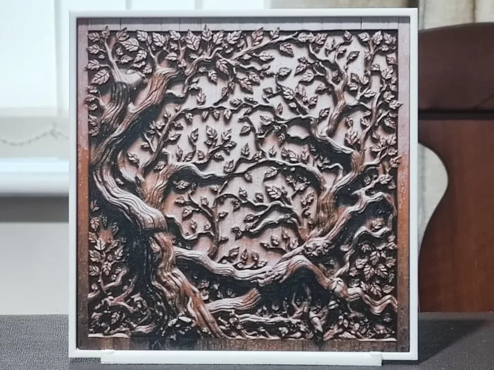 Wood Carving In The Branches - HueForge 3 Color by BoDad HueForge model: Wood Carving In The Branches - HueForge 3 Color by BoDad