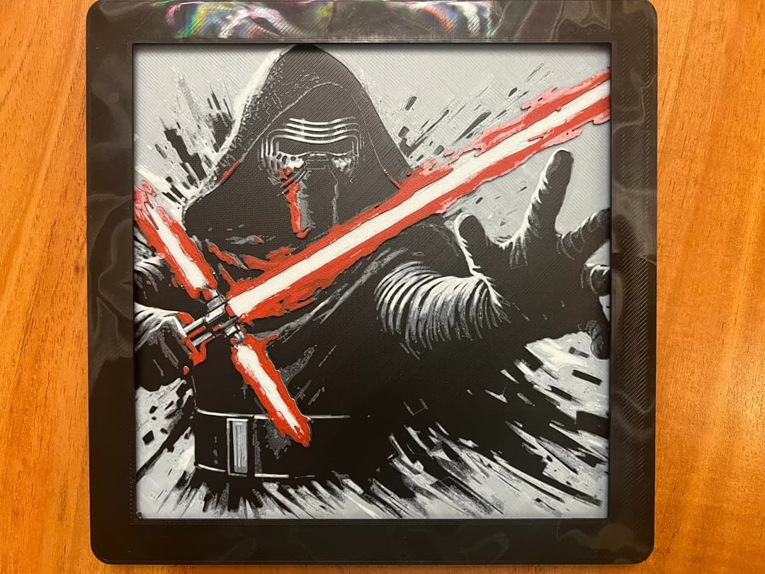 HueForge model: Kylo Ren (Gray Background) by JustBe 3D Printing
