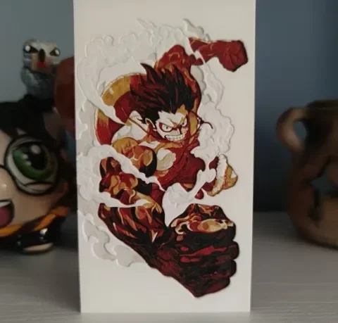 Luffy throwing a punch by Litolunar HueForge model: Luffy throwing a punch by Litolunar