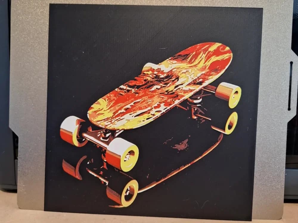 Skateboard glow - 4 colour Hueforge by 3dGlow HueForge model: Skateboard glow - 4 colour Hueforge by 3dGlow