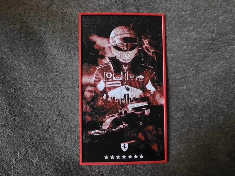 Schumacher Ferrari - HueForge by keko HueForge model: Schumacher Ferrari - HueForge by keko