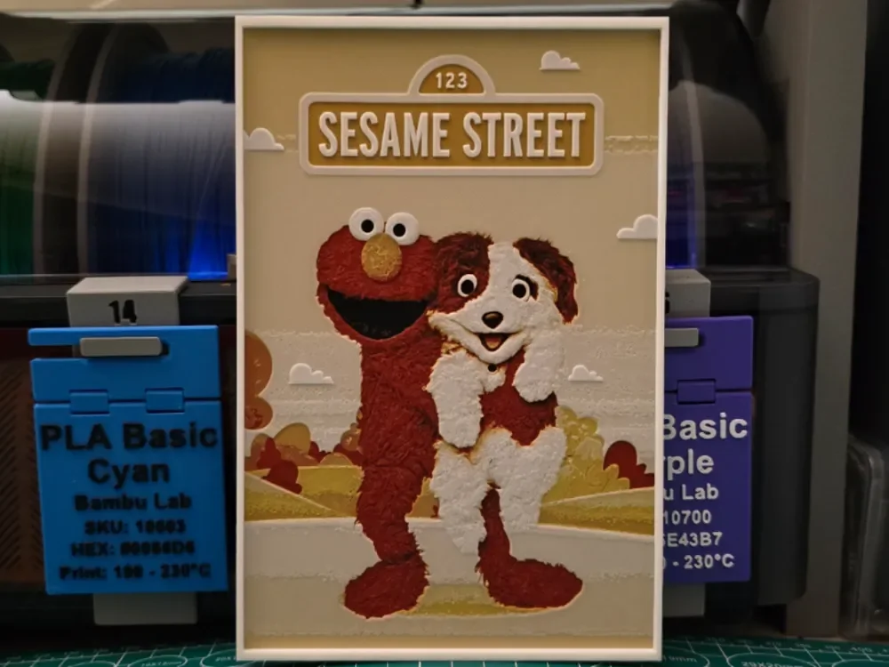 Sesame Street Poster - Hueforge Art by Lumpy3D HueForge model: Sesame Street Poster - Hueforge Art by Lumpy3D