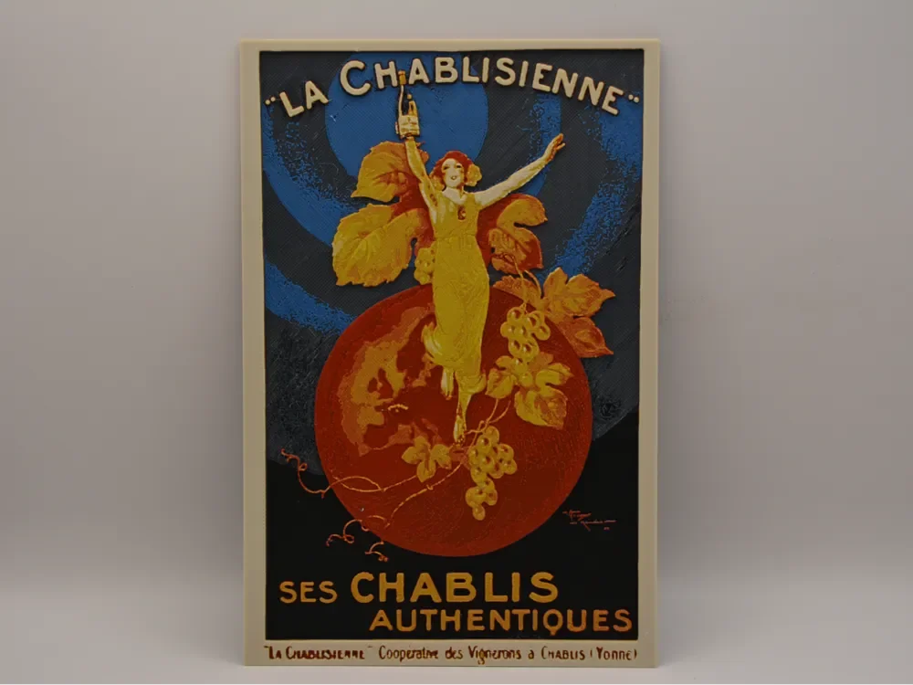 French vintage poster La Chablisienne – Hueforge by Altf4-Formation HueForge model: French vintage poster La Chablisienne – Hueforge by Altf4-Formation
