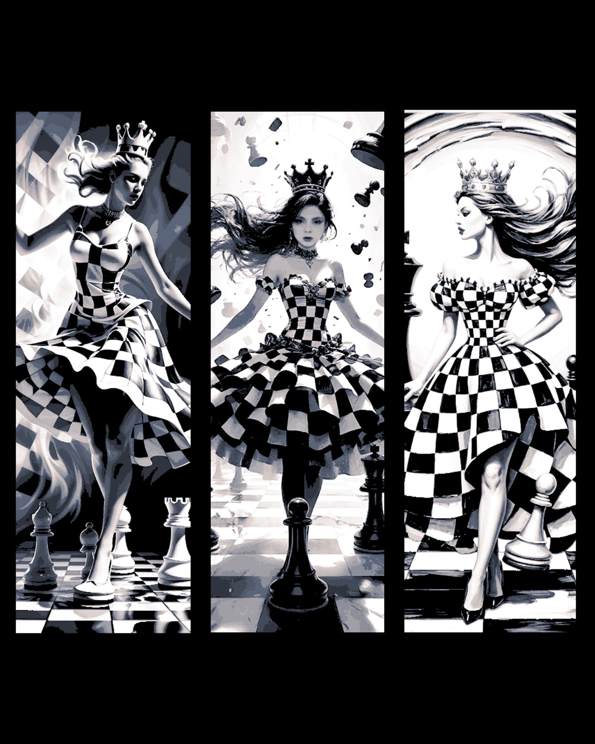 Artistic Designs with a Chess Board - Set of Bookmarks by BooneCo3d HueForge model: Artistic Designs with a Chess Board - Set of Bookmarks by BooneCo3d