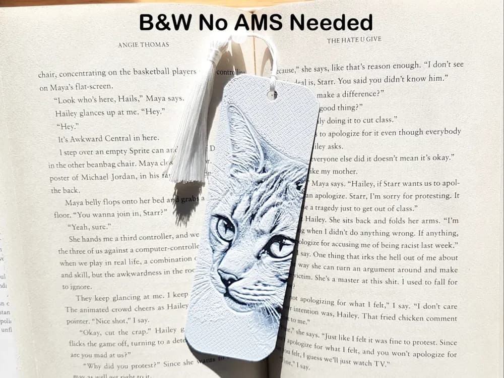 Bookmark, B&W Cat/Kitten Sketch by Dame Jo HueForge model: Bookmark, B&W Cat/Kitten Sketch by Dame Jo