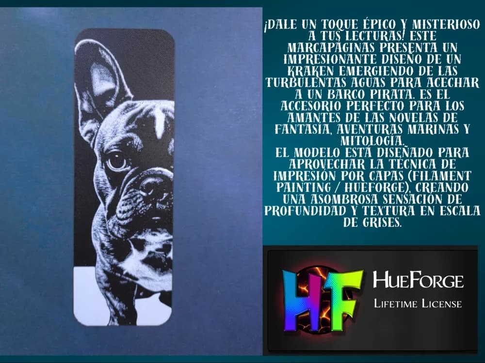 Bookmark French Bulldog by FYTY112 HueForge model: Bookmark French Bulldog by FYTY112