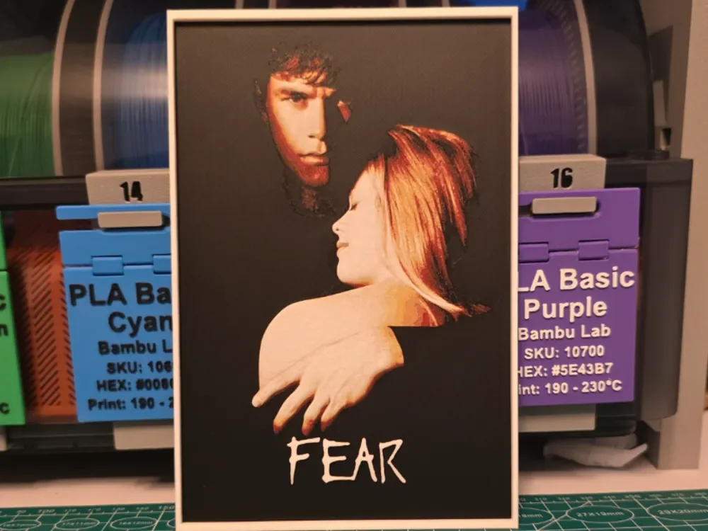 Fear Movie Poster - Hueforge Art by Lumpy3D HueForge model: Fear Movie Poster - Hueforge Art by Lumpy3D