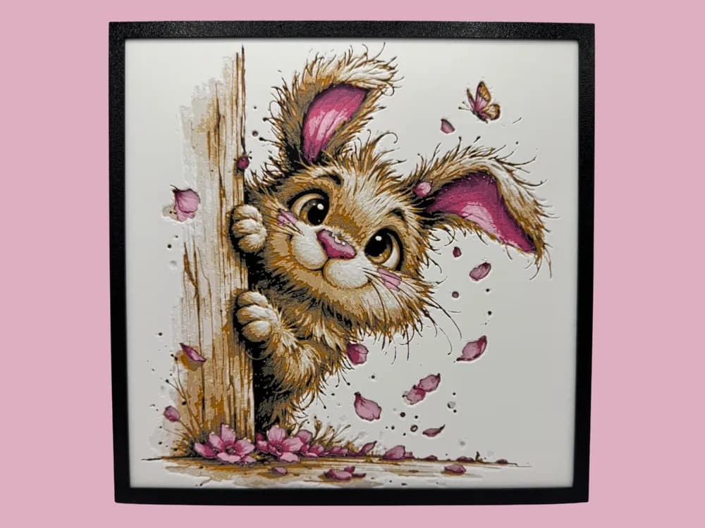 Bunny peeking around the corner by Canadian Gamer HueForge model: Bunny peeking around the corner by Canadian Gamer