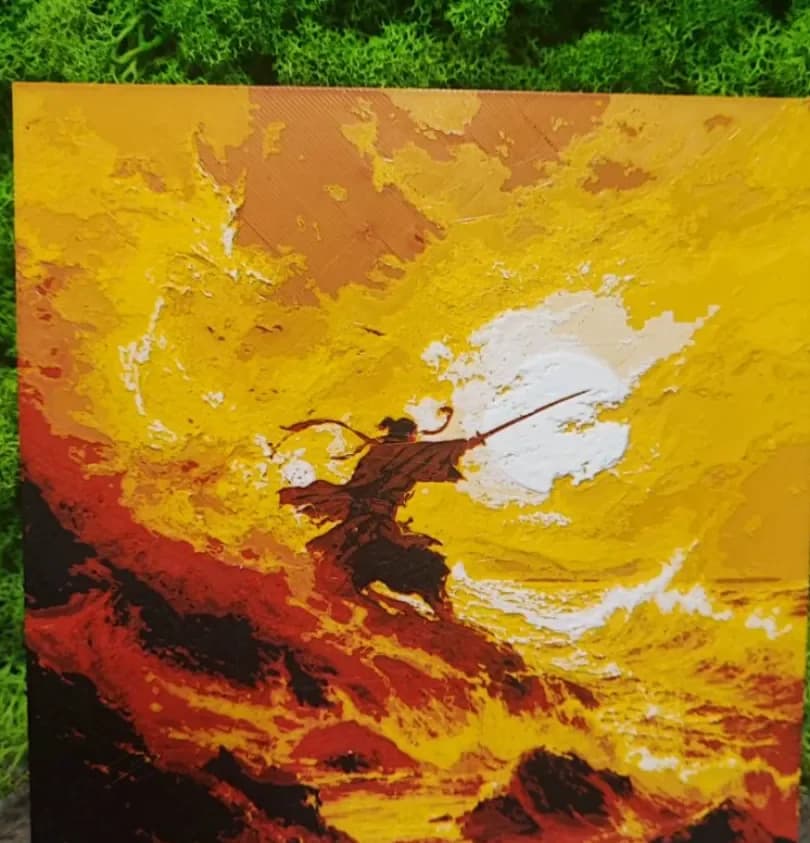 Samurai Sunset by Garuda3D HueForge model: Samurai Sunset by Garuda3D
