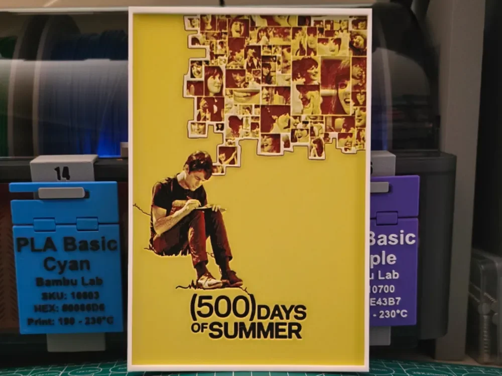 (500) Days of Summer Movie Poster - Hueforge Art by Lumpy3D HueForge model: (500) Days of Summer Movie Poster - Hueforge Art by Lumpy3D