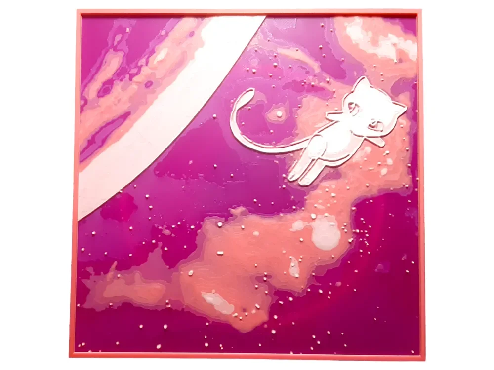 HueForge model: Mew Pokemon Hueforge Anime Kanto Pink Poster by Elsie Moonshadow