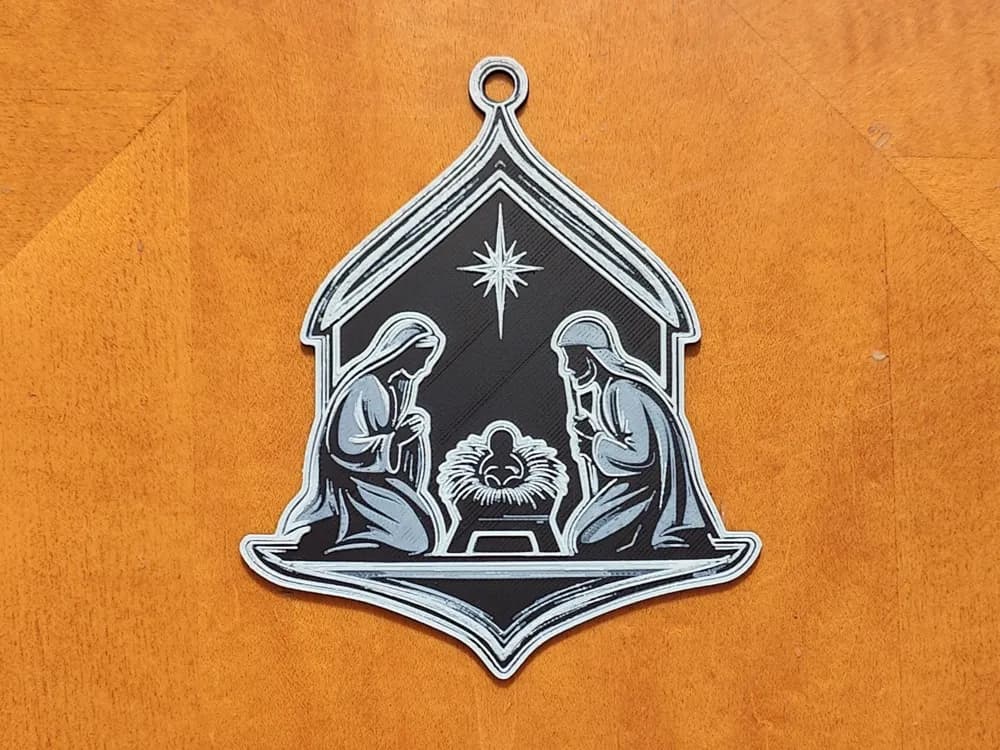 Nativity Christmas Tree Ornament Bauble Decoration by Sarge HueForge model: Nativity Christmas Tree Ornament Bauble Decoration by Sarge