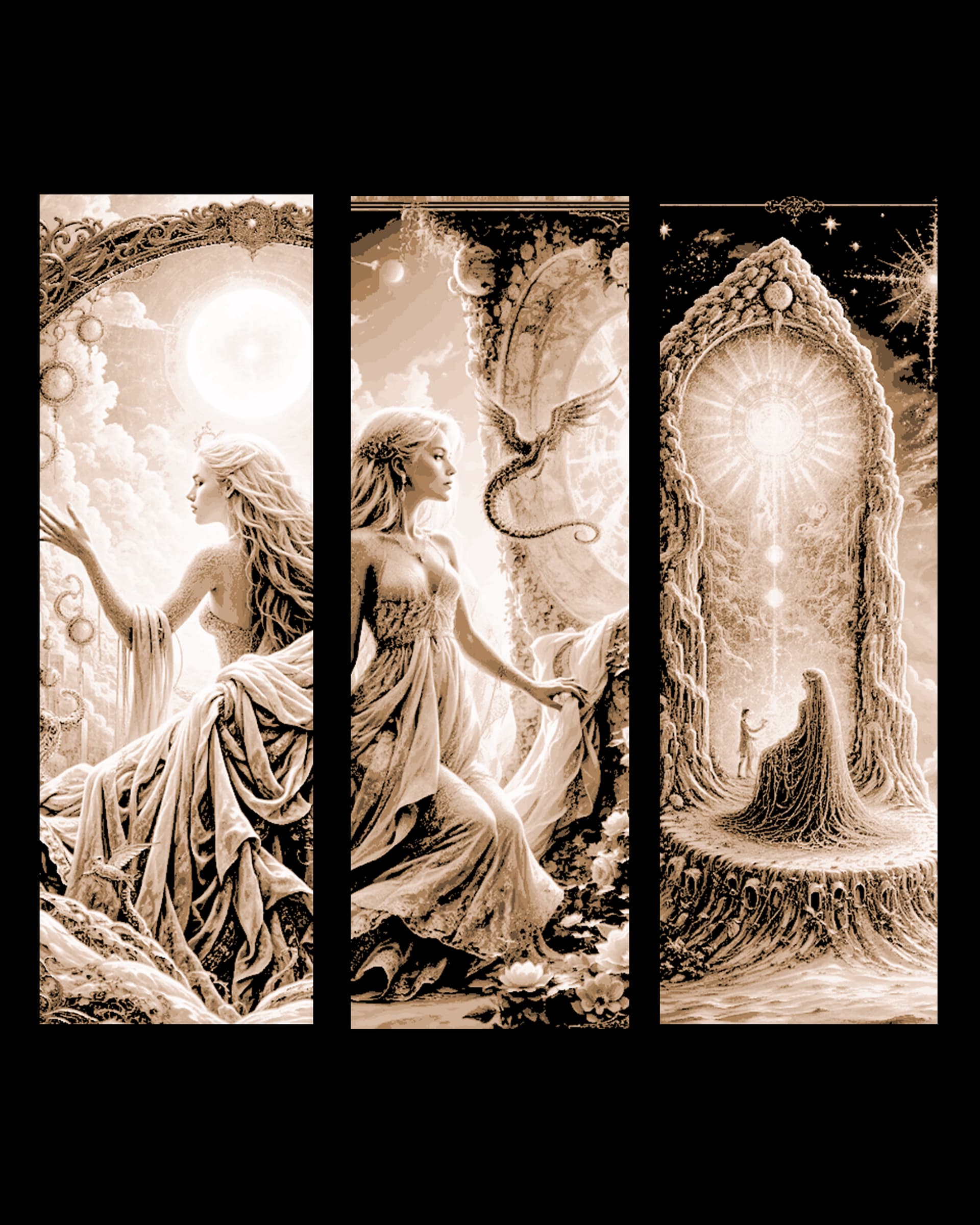 Set of bookmarks depicting the watcher and her view into the world by BooneCo3d HueForge model: Set of bookmarks depicting the watcher and her view into the world by BooneCo3d