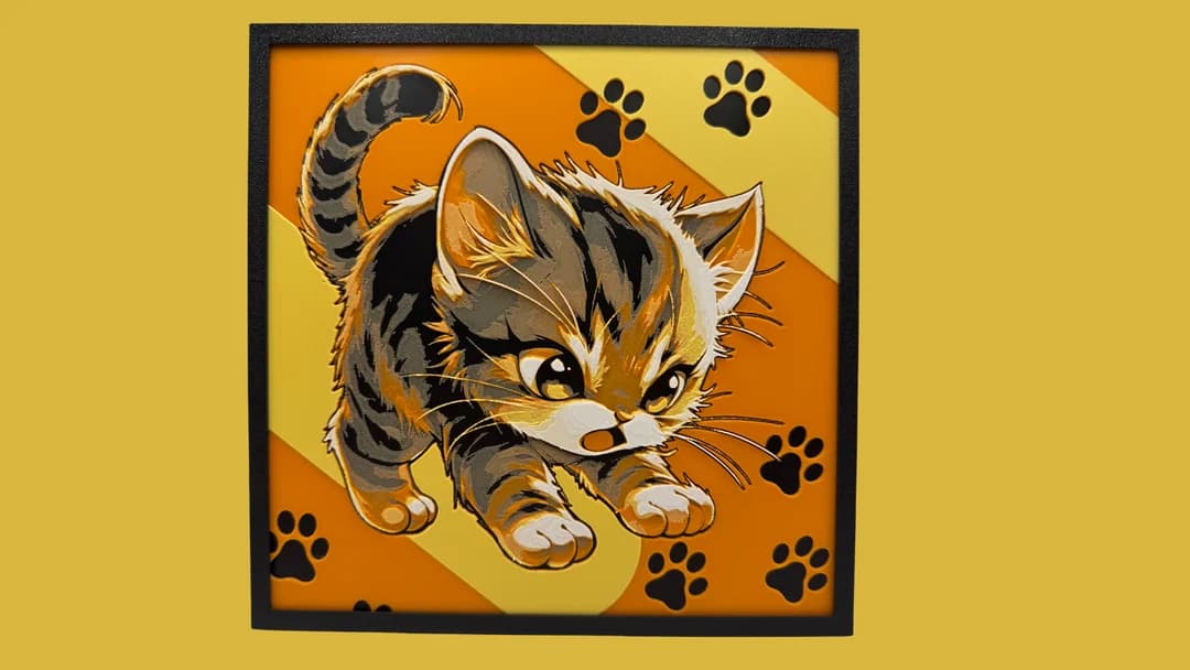 HueForge model: Kitten - Paw Prints - Hueforge by Canadian Gamer