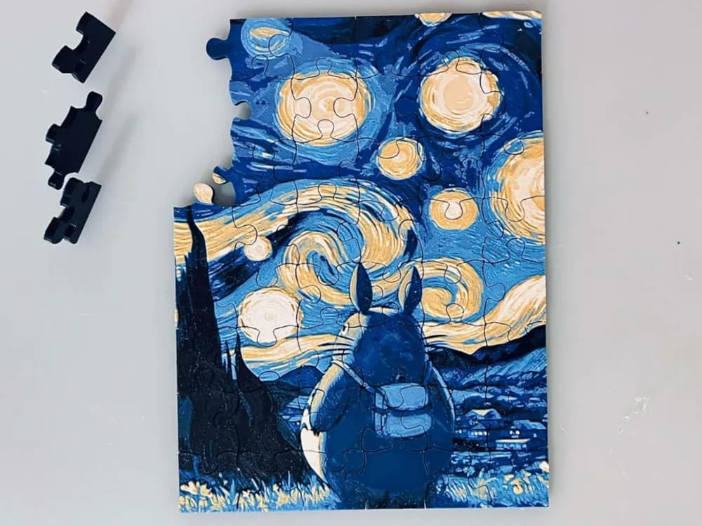 Puzzle: Totoro Starry Night by 3djd HueForge model: Puzzle: Totoro Starry Night by 3djd