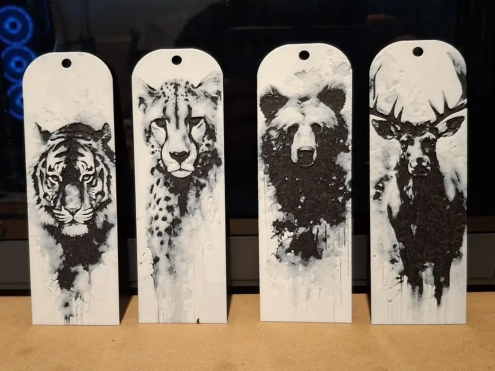 Set of 4 animal bookmarks V2 by 3dGlow HueForge model: Set of 4 animal bookmarks V2 by 3dGlow