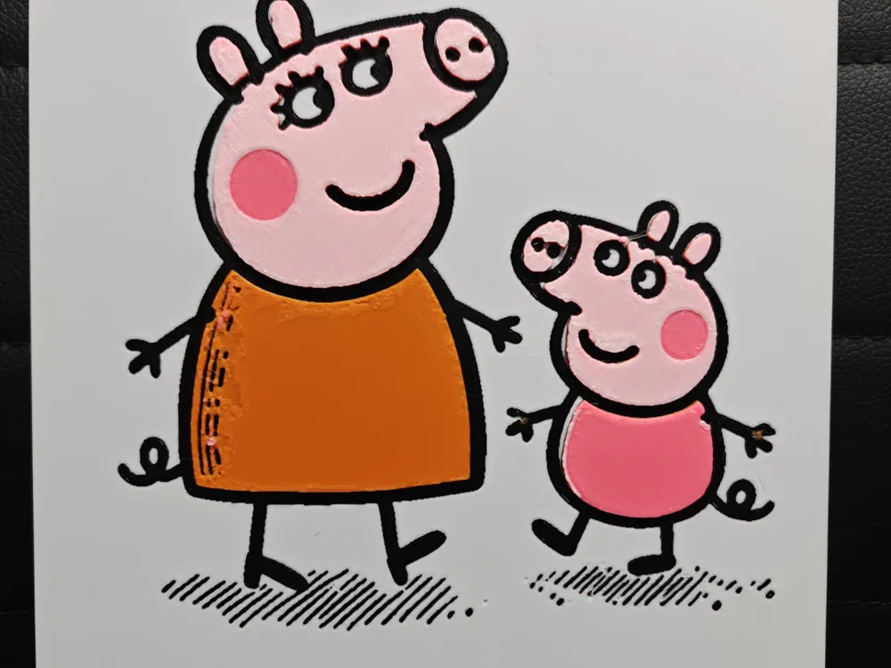 HueForge model: Peppa and Mummy Pig by TheHueforgeLady