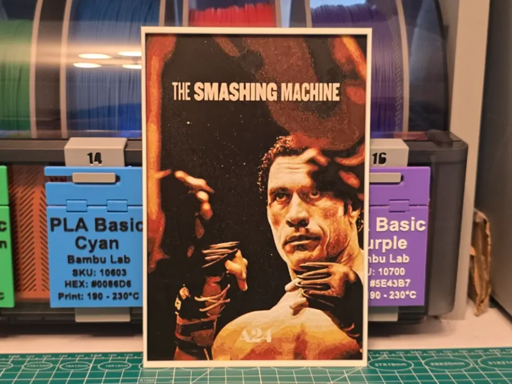 The Smashing Machine Movie Poster - Hueforge Art by Lumpy3D HueForge model: The Smashing Machine Movie Poster - Hueforge Art by Lumpy3D