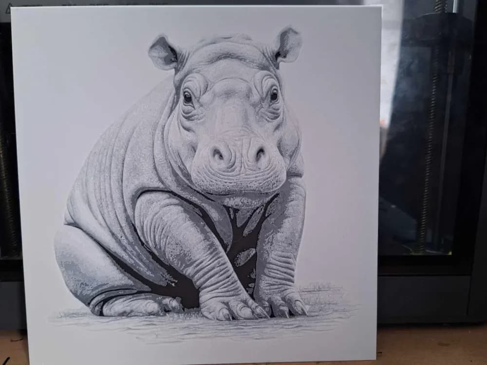 Black and white - hippo calf - hueforge 2 colours by 3dGlow HueForge model: Black and white - hippo calf - hueforge 2 colours by 3dGlow