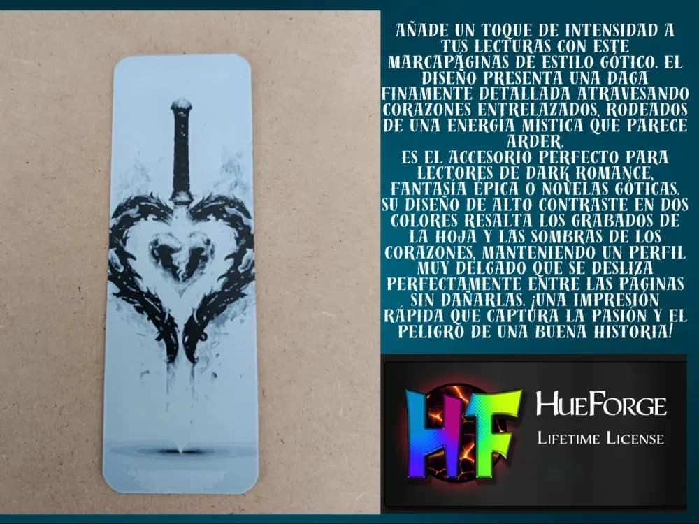 Bookmark Dark Romance Dagger & Heart by FYTY112 HueForge model: Bookmark Dark Romance Dagger & Heart by FYTY112
