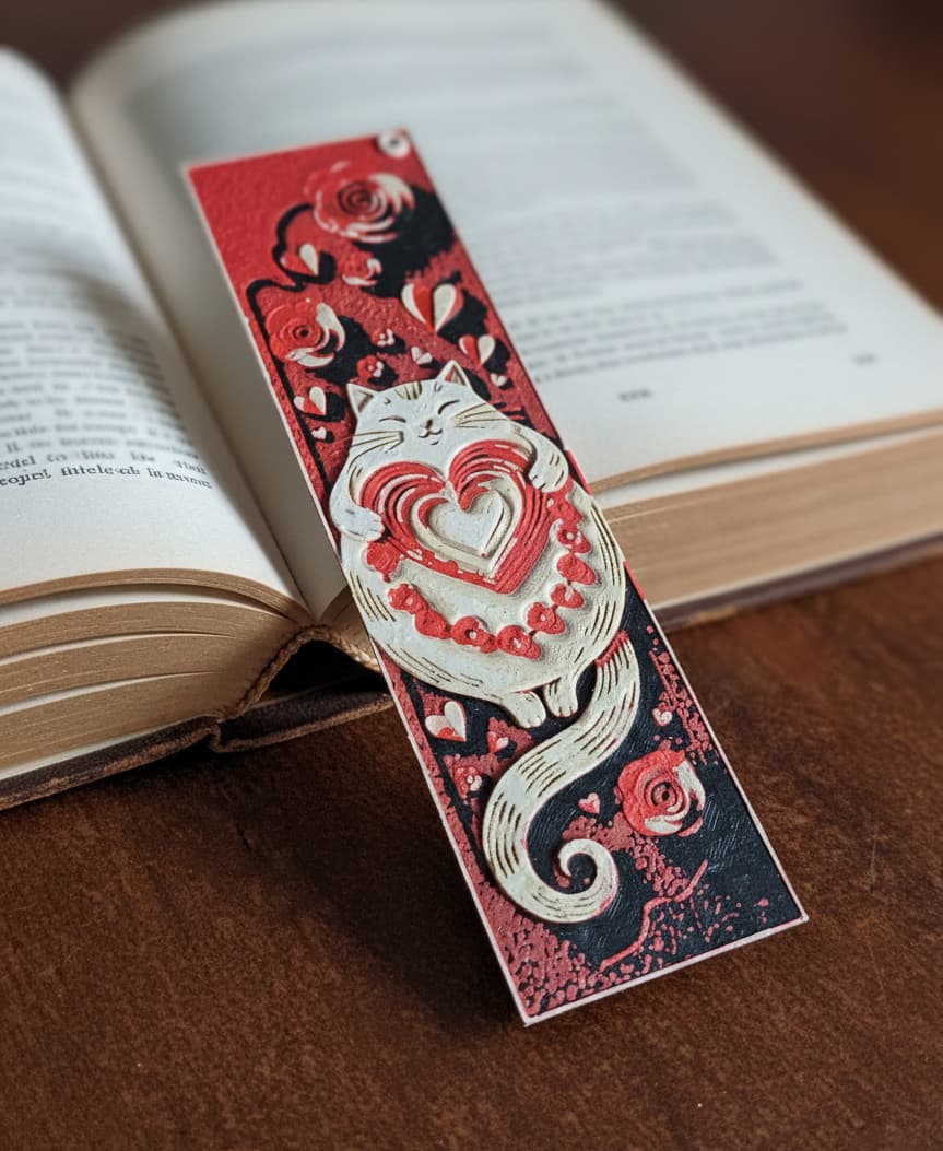 Valentine Kitty Bookmark5 - Hueforge - 4 colors Valentine Kitty Bookmark5 - Hueforge - 4 colors