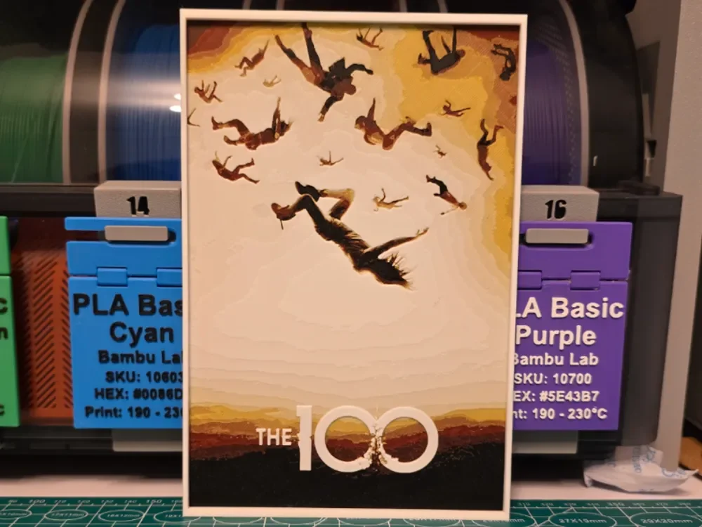 The 100 Poster - Hueforge Art by Lumpy3D HueForge model: The 100 Poster - Hueforge Art by Lumpy3D