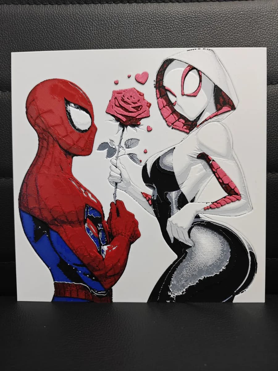 Spider-Man & Spider-Woman by TheHueforgeLady HueForge model: Spider-Man & Spider-Woman by TheHueforgeLady