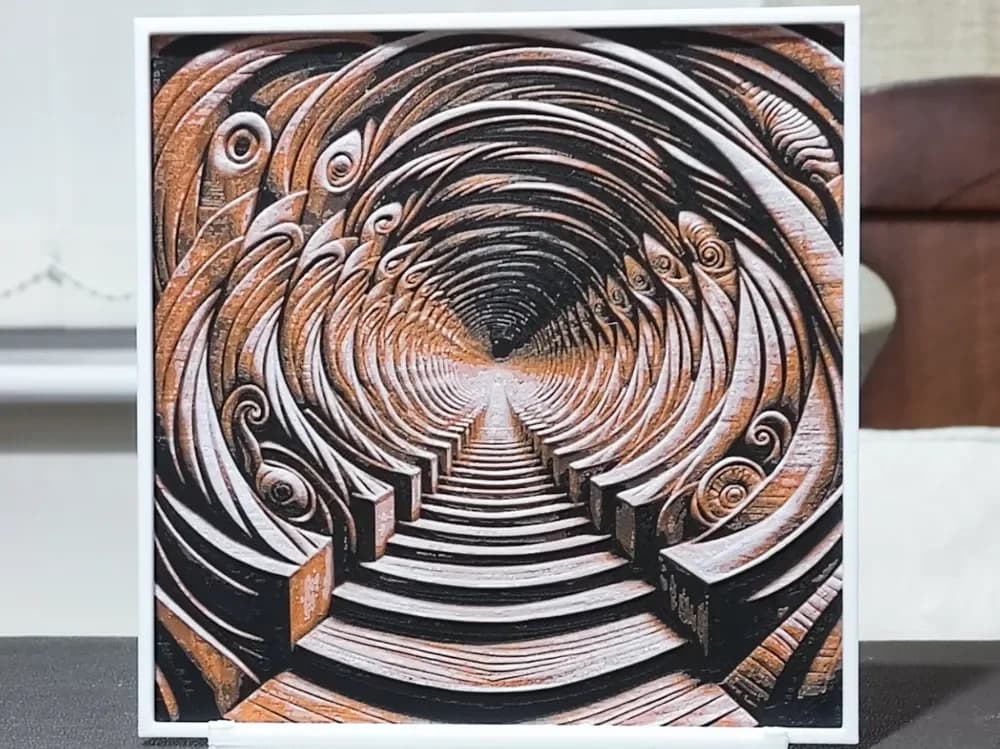 HueForge model: Wood Carving Steps To Infinity - HueForge 3 Color by BoDad