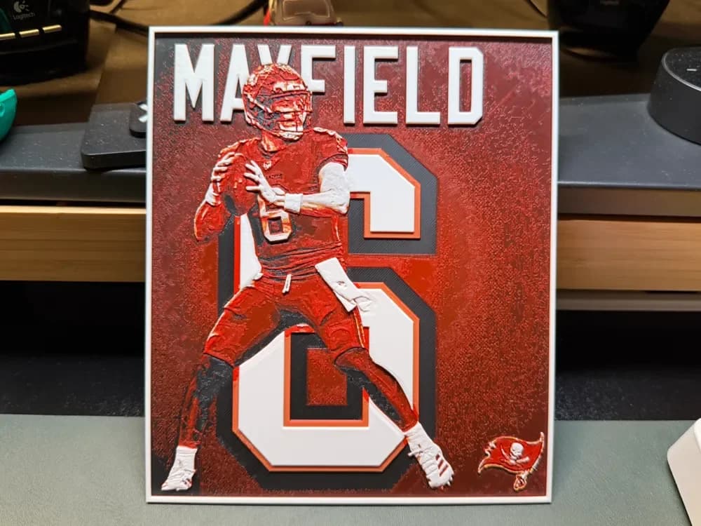 Baker Mayfield - Buccaneers HueForge by liv_3d HueForge model: Baker Mayfield - Buccaneers HueForge by liv_3d