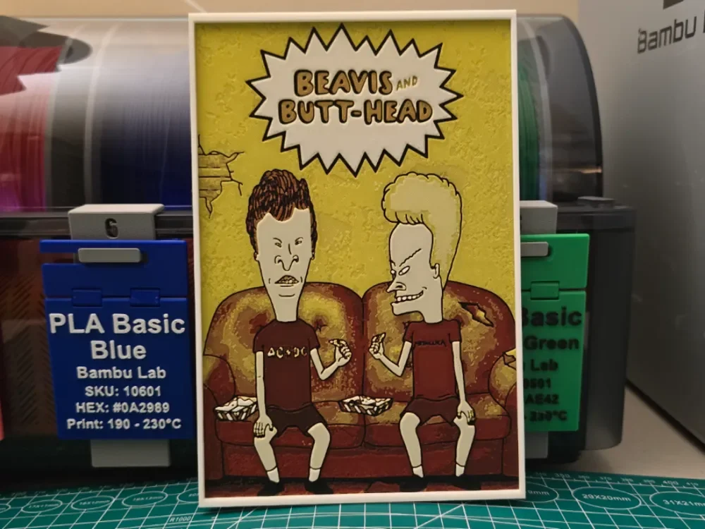 Beavis and Butt-Head Poster - Hueforge Art by Lumpy3D HueForge model: Beavis and Butt-Head Poster - Hueforge Art by Lumpy3D