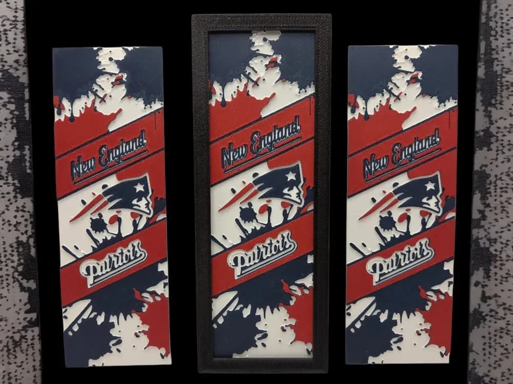 Patriots 50mm x 150mm bookmark by MythicHue's HueForge model: Patriots 50mm x 150mm bookmark by MythicHue's