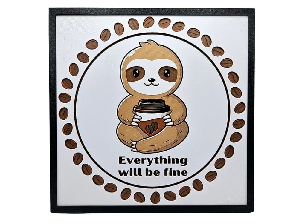 Coffee Sloth by BusyKikiBee HueForge model: Coffee Sloth by BusyKikiBee
