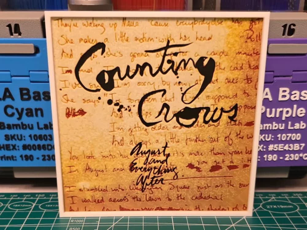 Counting Crows "August & Everything After" Album by Lumpy3D HueForge model: Counting Crows "August & Everything After" Album by Lumpy3D
