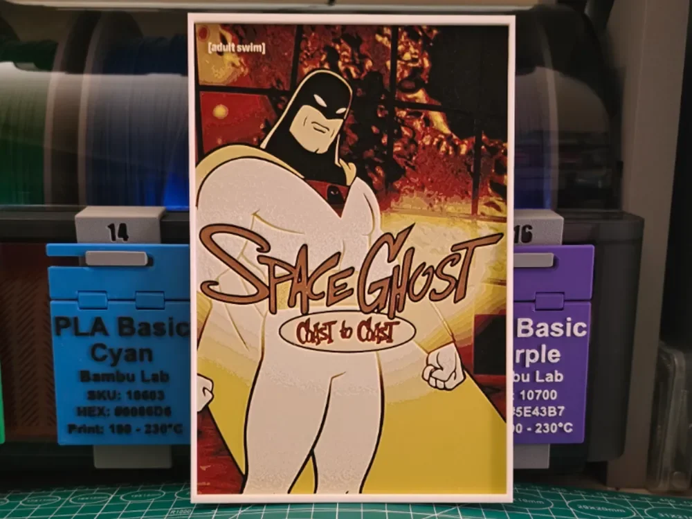 Space Ghost Coast to Coast Poster - Hueforge Art by Lumpy3D HueForge model: Space Ghost Coast to Coast Poster - Hueforge Art by Lumpy3D