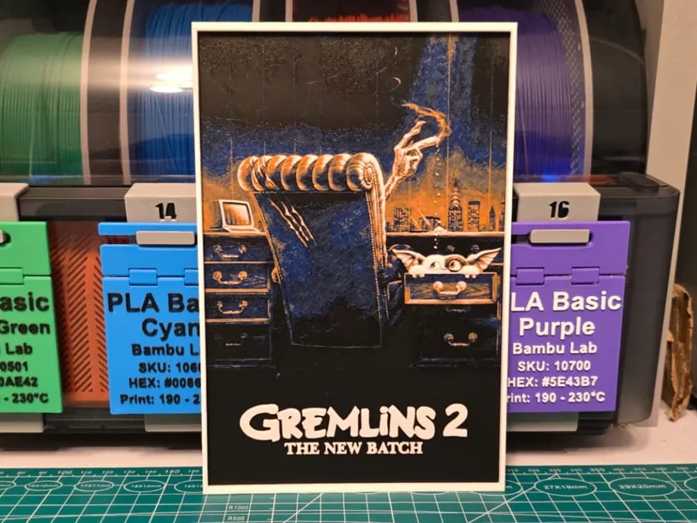 Gremlins 2: The New Batch Poster - Hueforge Art by Lumpy3D HueForge model: Gremlins 2: The New Batch Poster - Hueforge Art by Lumpy3D