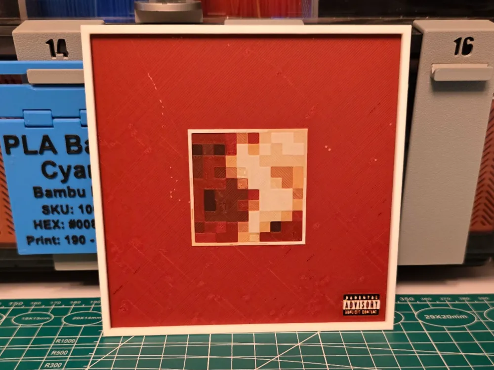 Kanye West "My Beautiful Dark Twisted Fantasy" Art by Lumpy3D HueForge model: Kanye West "My Beautiful Dark Twisted Fantasy" Art by Lumpy3D